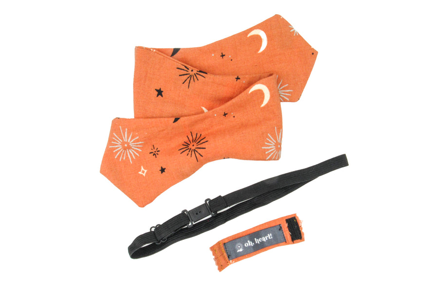 Pumpkin Orange Bow Tie With Moons and Stars Bow Tie Oh, Heart!