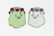 Glow In The Dark Ghost With Flower Crown Embroidered Patch Embroidered Patch Oh, Heart!