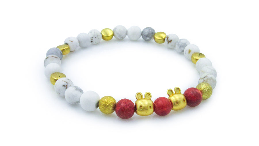 Dainty Gold Bunny Stretch Bracelet Oh, Heart!