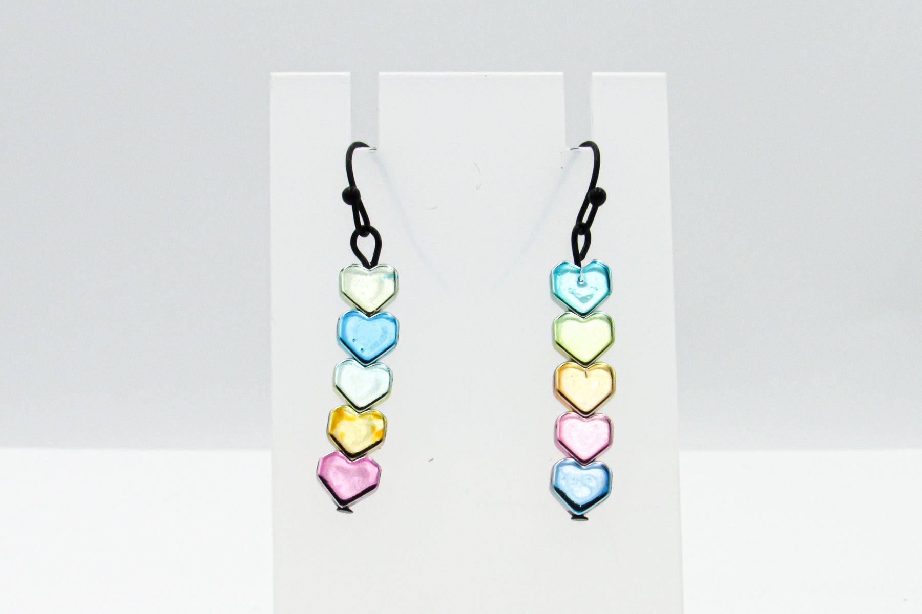 Rainbow Heart Beads Dangle Earrings