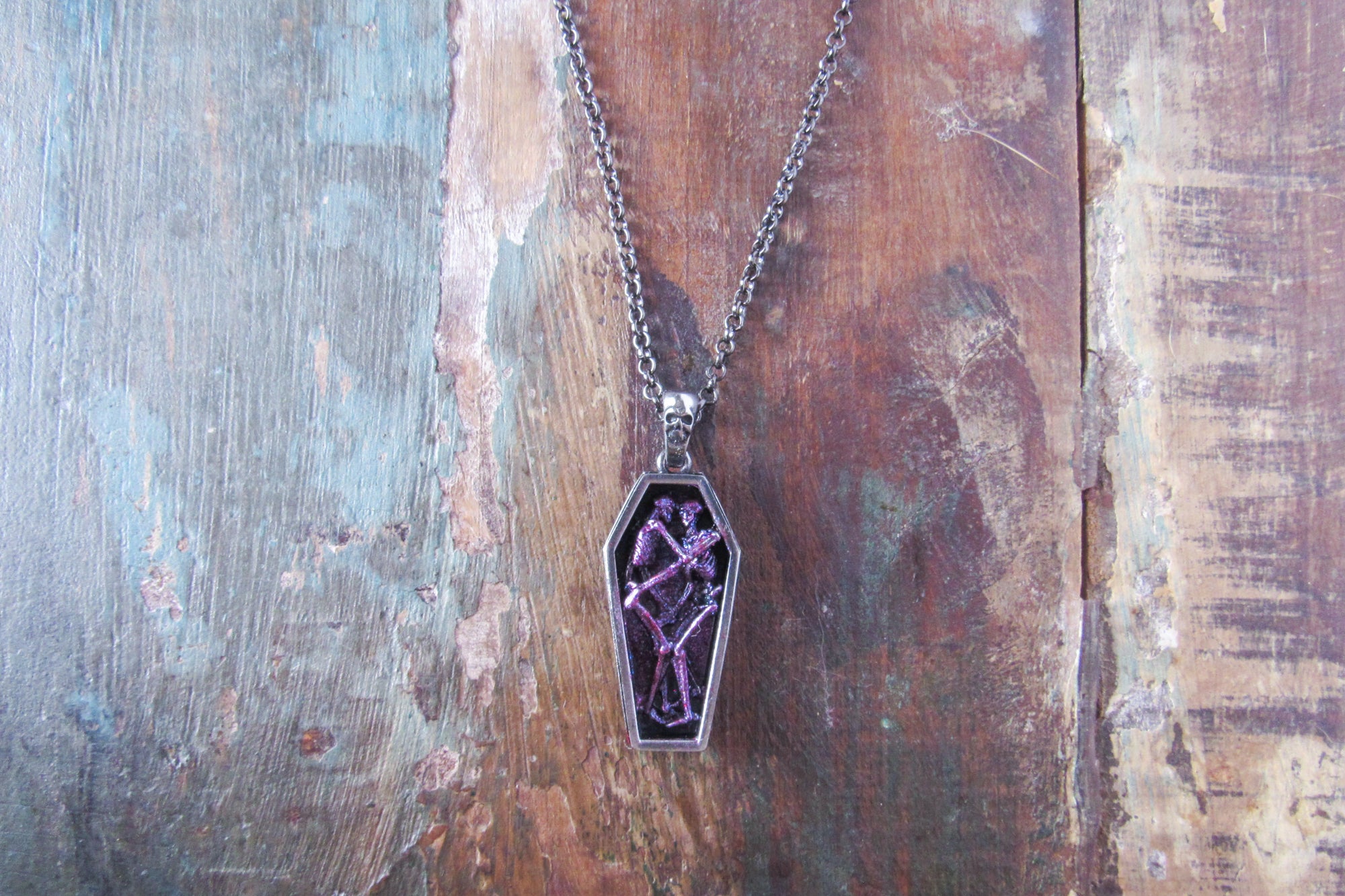 Hugging Skeletons In A Coffin Pendant Necklace Necklaces Oh, Heart!