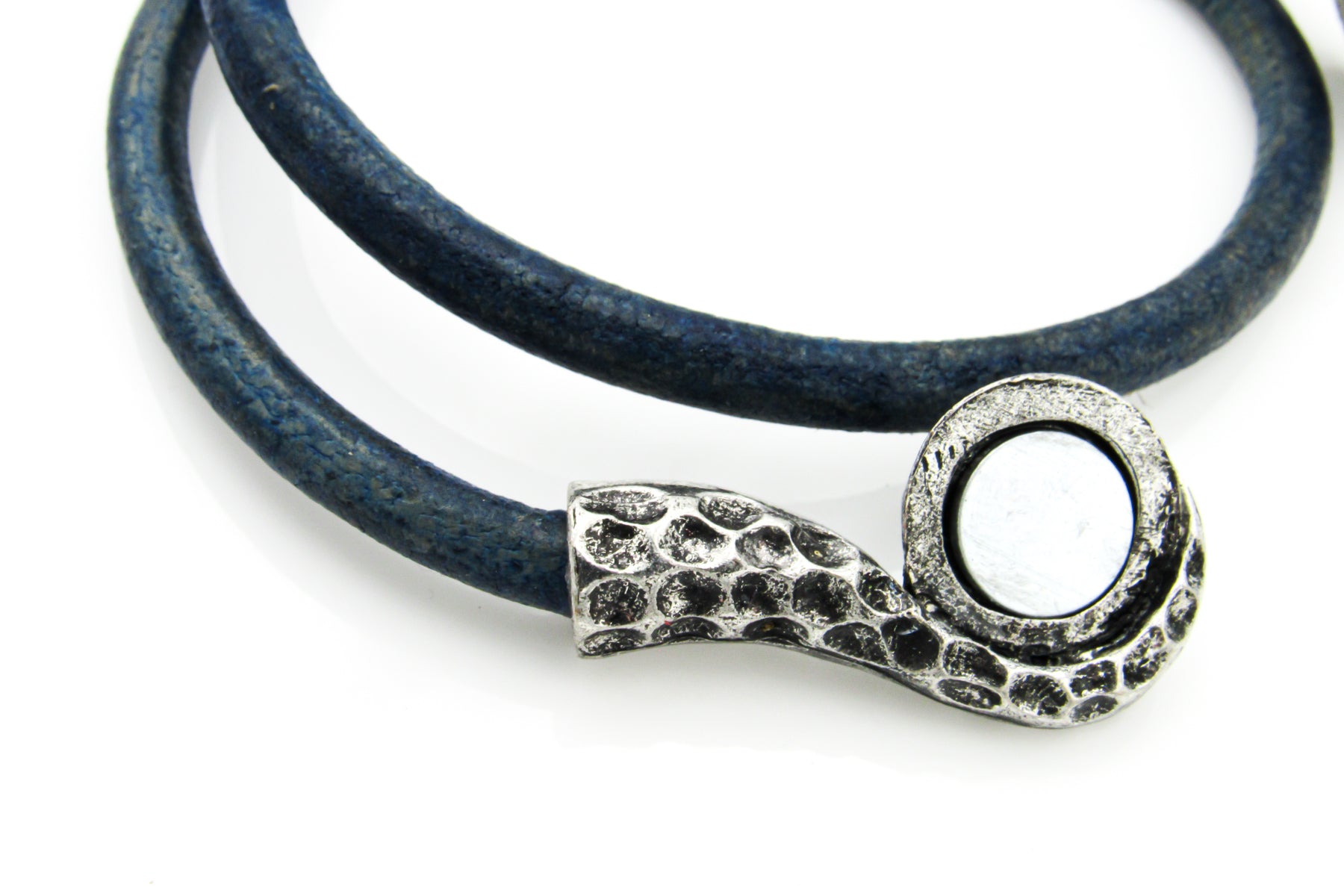 Magnetic Tentacle Clasp Blue Leather Wrap Bracelet Bracelets Oh, Heart!