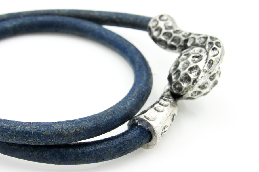 Magnetic Tentacle Clasp Blue Leather Wrap Bracelet Bracelets Oh, Heart!