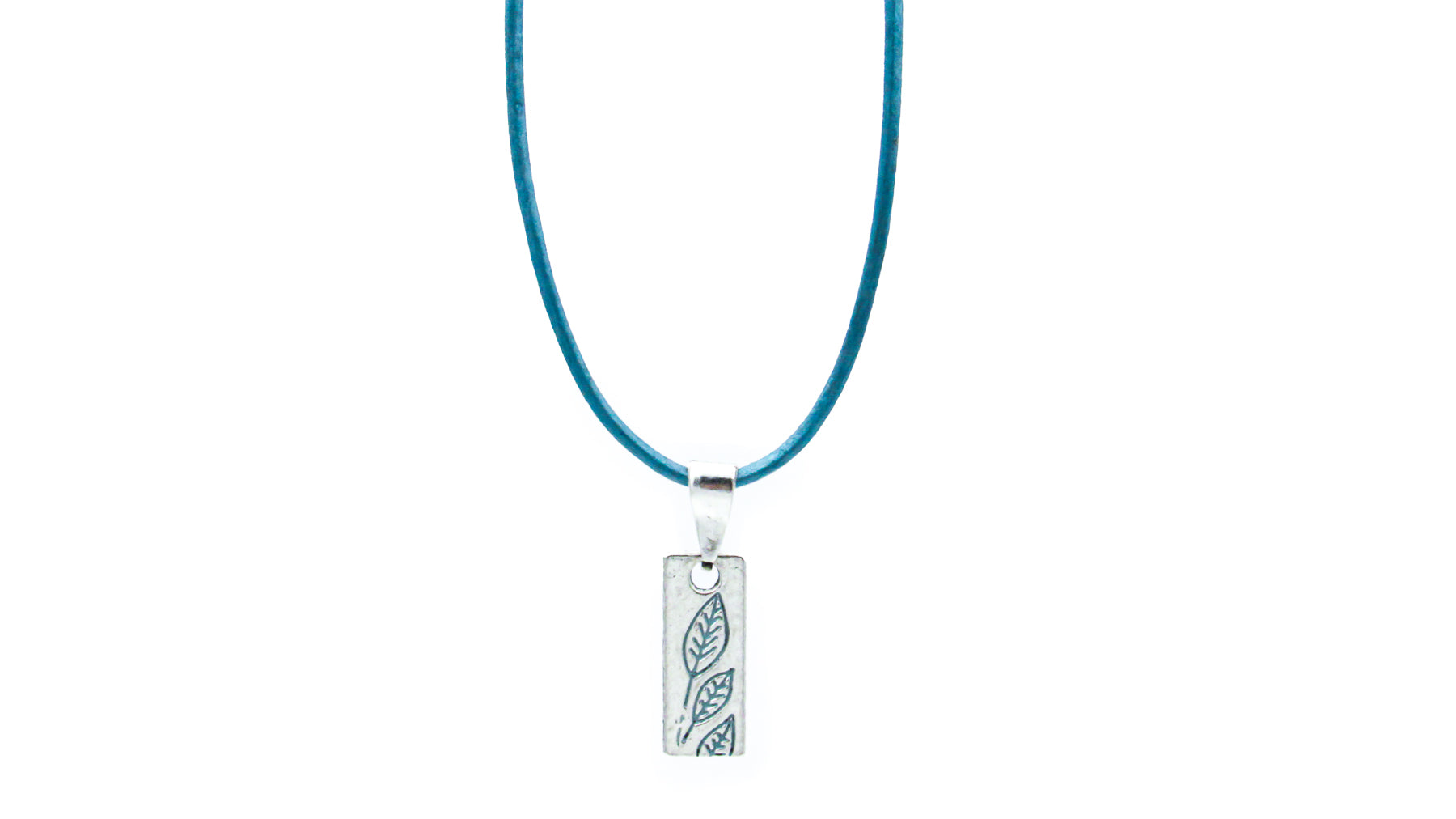 Leaves Charm on Turquoise Leather Cord Necklace Necklaces Oh, Heart!