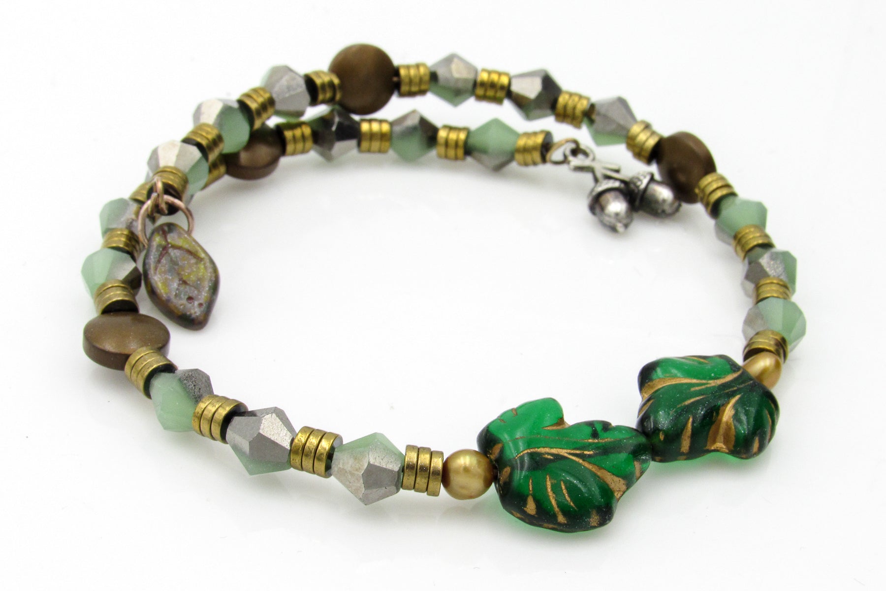 Leaves and Crystals Memory Wire Bracelet Bracelets Oh, Heart!