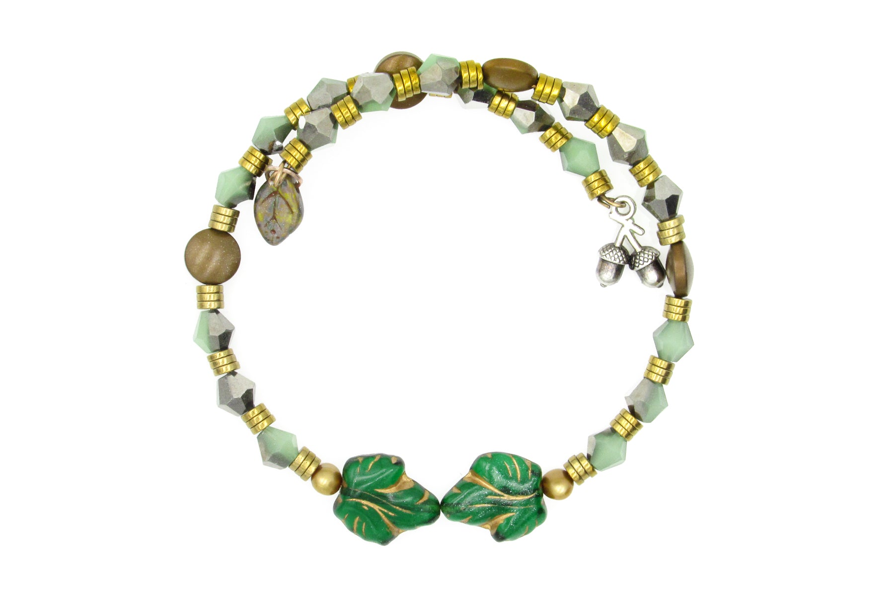 Leaves and Crystals Memory Wire Bracelet Bracelets Oh, Heart!