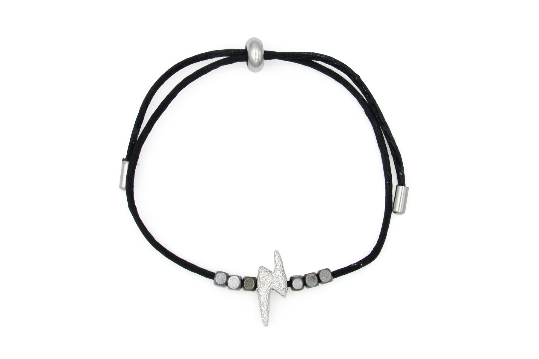 Silver Lightning Bolt Silk Cord Adjustable Bracelet Bracelets Oh, Heart!