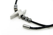 Silver Lightning Bolt Silk Cord Adjustable Bracelet Bracelets Oh, Heart!