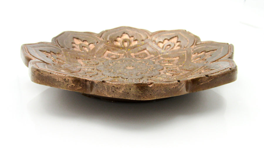 Golden Bronze Lotus Mandala Resin Tray Home Decor Oh, Heart!