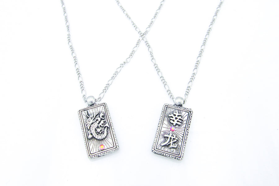 Double Sided Lucky Dragon 幸龙 Pewter Pendant Necklace Necklaces Oh, Heart!