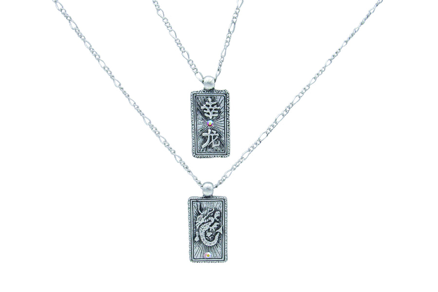 Double Sided Lucky Dragon 幸龙 Pewter Pendant Necklace Necklaces Oh, Heart!