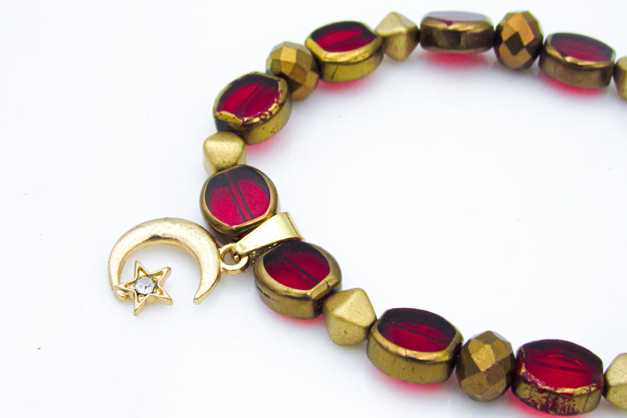 Geometric Red and Gold Lunar New Year Bracelet Bracelets Oh, Heart!