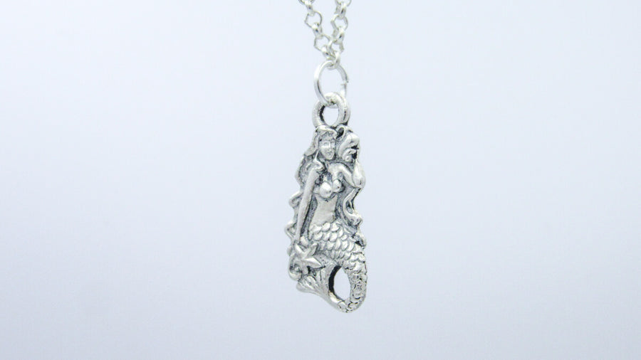Silver Mermaid Charm Necklace with Pearls Necklaces Oh, Heart!