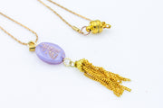 Purple Egyptian Cat Tasseled Gold Necklace Necklaces Oh, Heart!