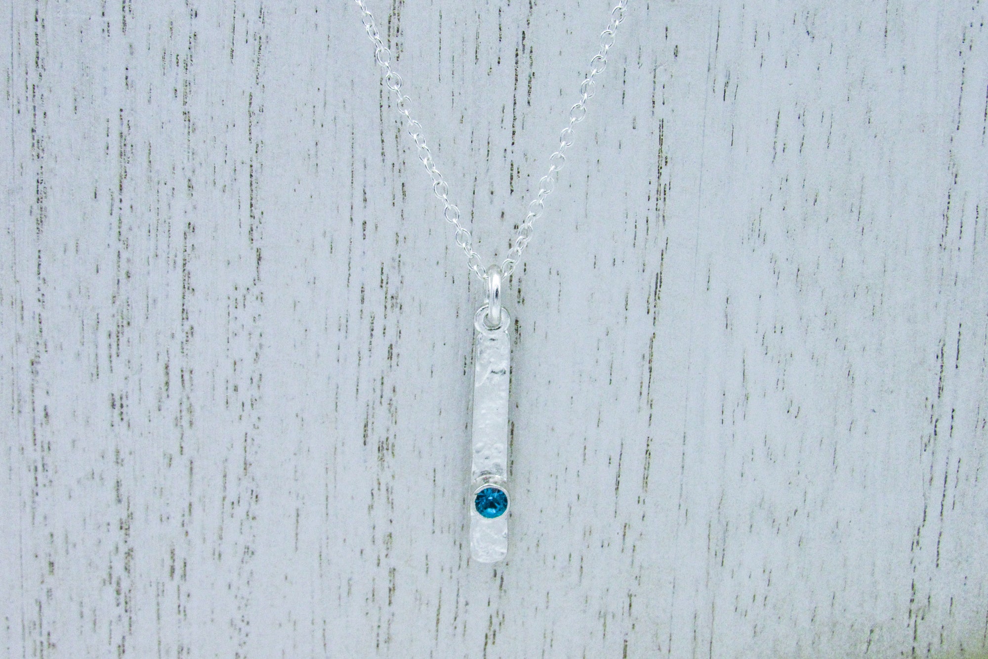 Minimalist Sterling Silver Drop Pendant Necklace With Turquoise Rhinestone Necklaces Oh, Heart!