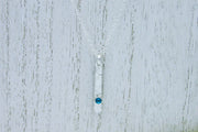 Minimalist Sterling Silver Drop Pendant Necklace With Turquoise Rhinestone Necklaces Oh, Heart!