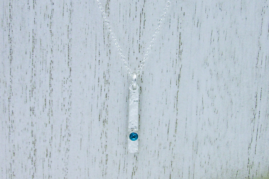 Minimalist Sterling Silver Drop Pendant Necklace With Turquoise Rhinestone Necklaces Oh, Heart!