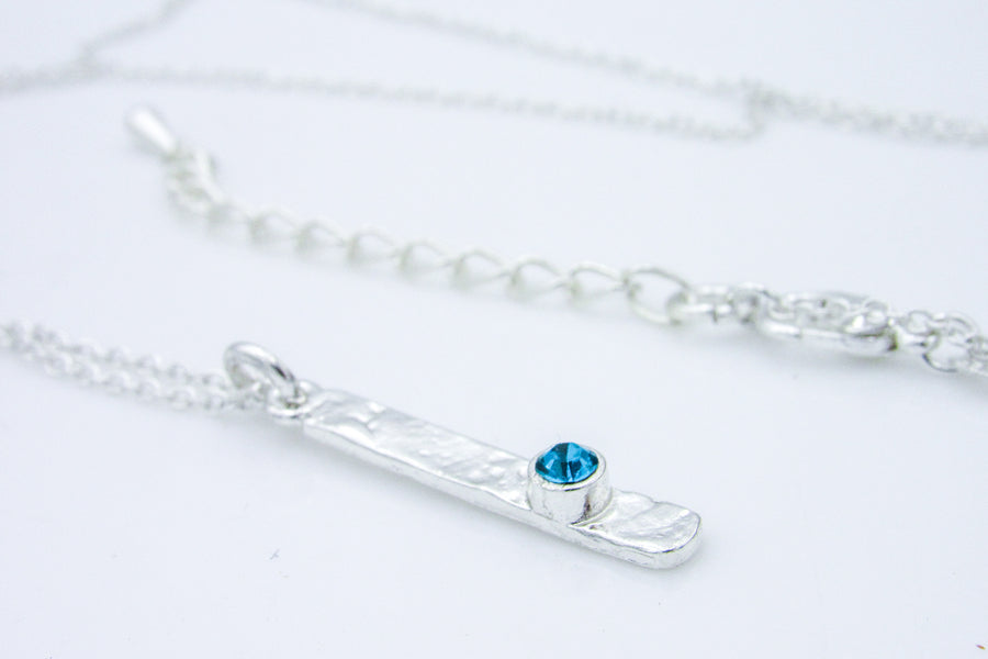 Minimalist Sterling Silver Drop Pendant Necklace With Turquoise Rhinestone Necklaces Oh, Heart!