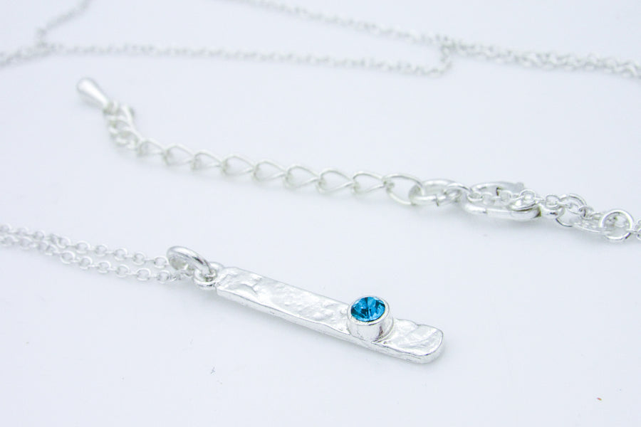 Minimalist Sterling Silver Drop Pendant Necklace With Turquoise Rhinestone Necklaces Oh, Heart!