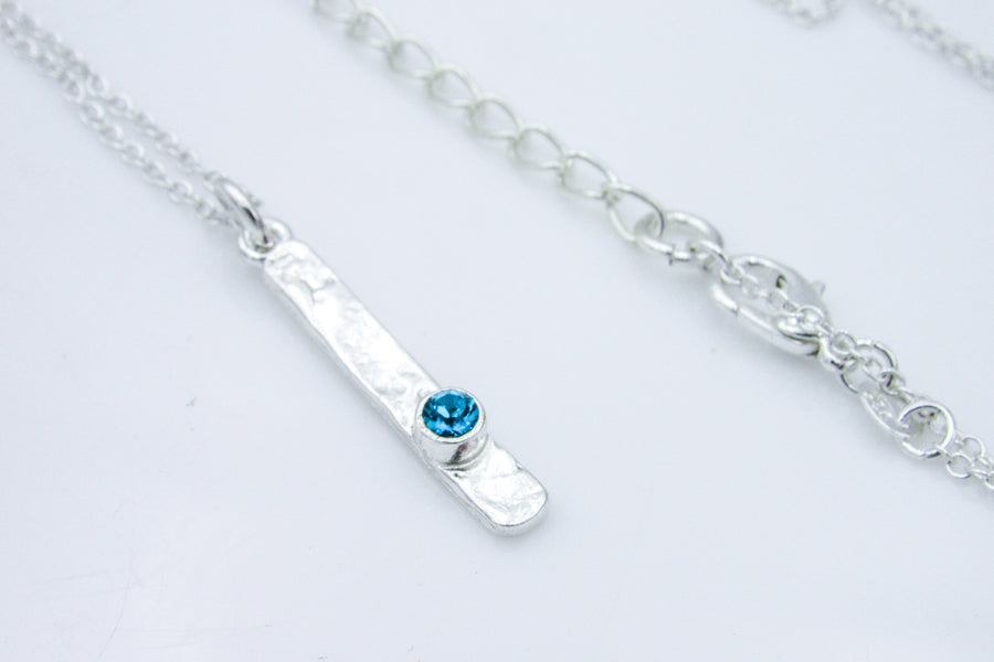 Minimalist Sterling Silver Drop Pendant Necklace With Turquoise Rhinestone Necklaces Oh, Heart!