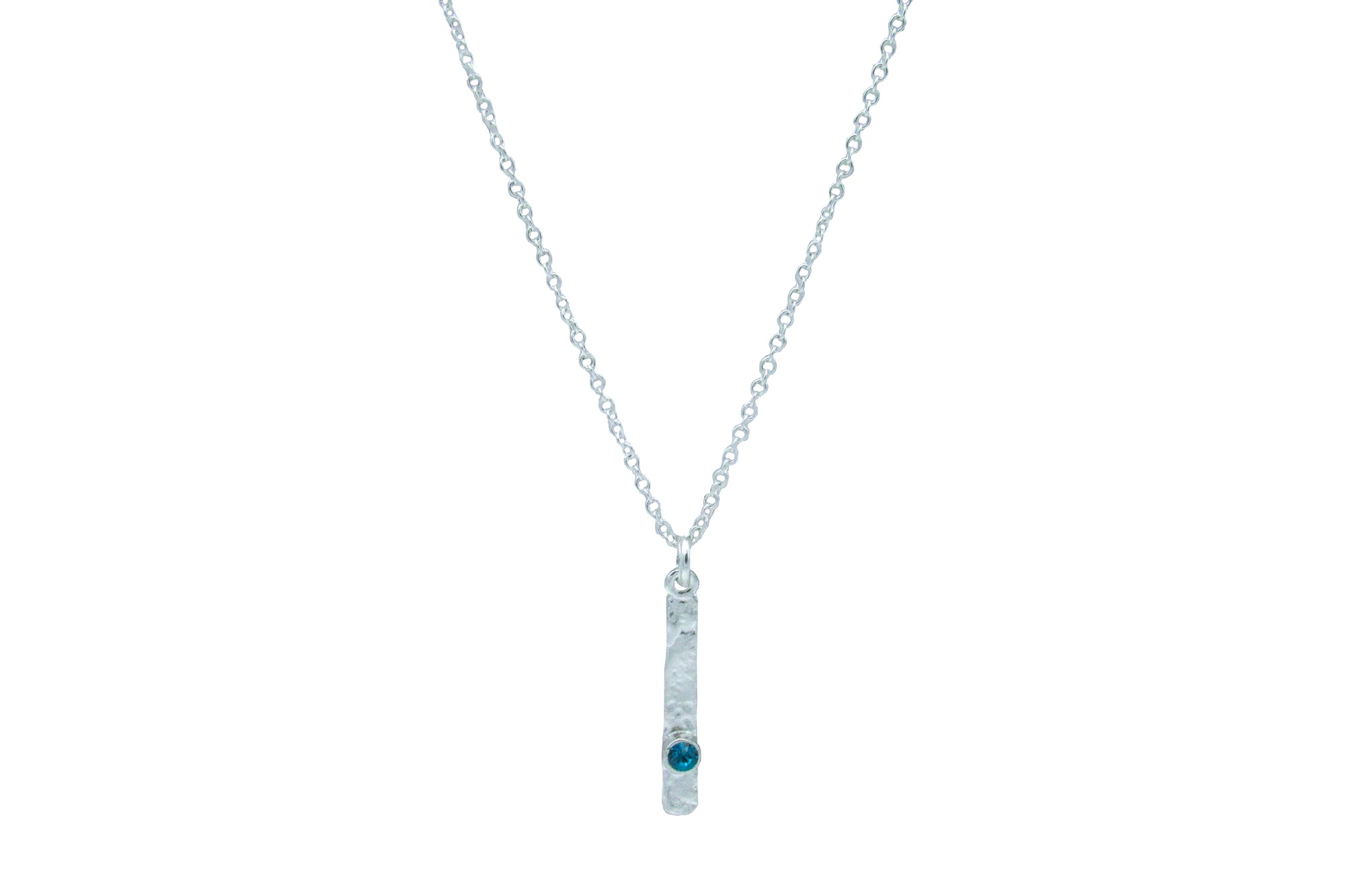 Minimalist Sterling Silver Drop Pendant Necklace With Turquoise Rhinestone Necklaces Oh, Heart!