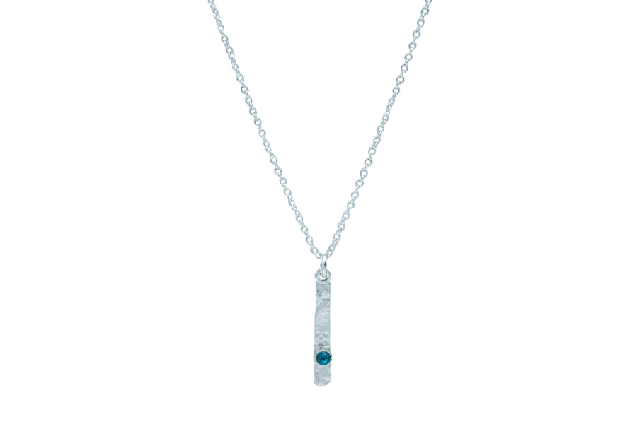 Minimalist Sterling Silver Drop Pendant Necklace With Turquoise Rhinestone Necklaces Oh, Heart!
