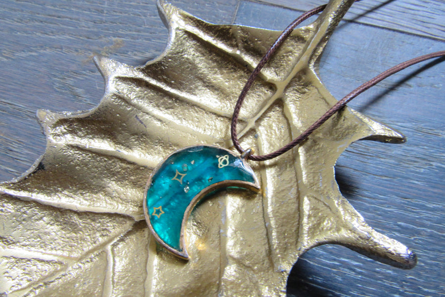 Crescent Moon Resin Pendant Necklace Necklaces Oh, Heart!