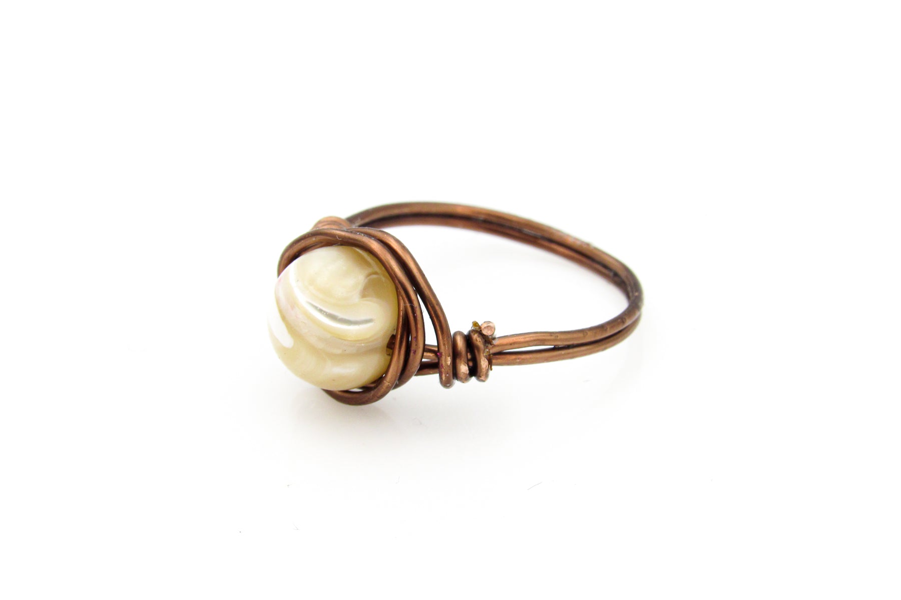 Mother of Pearl Wire-Wrapped Ring Ring Oh, Heart!
