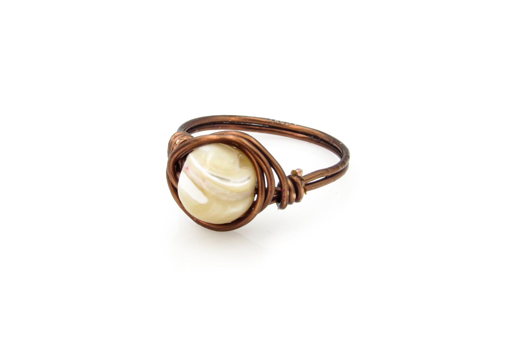 Mother of Pearl Wire-Wrapped Ring Ring Oh, Heart!