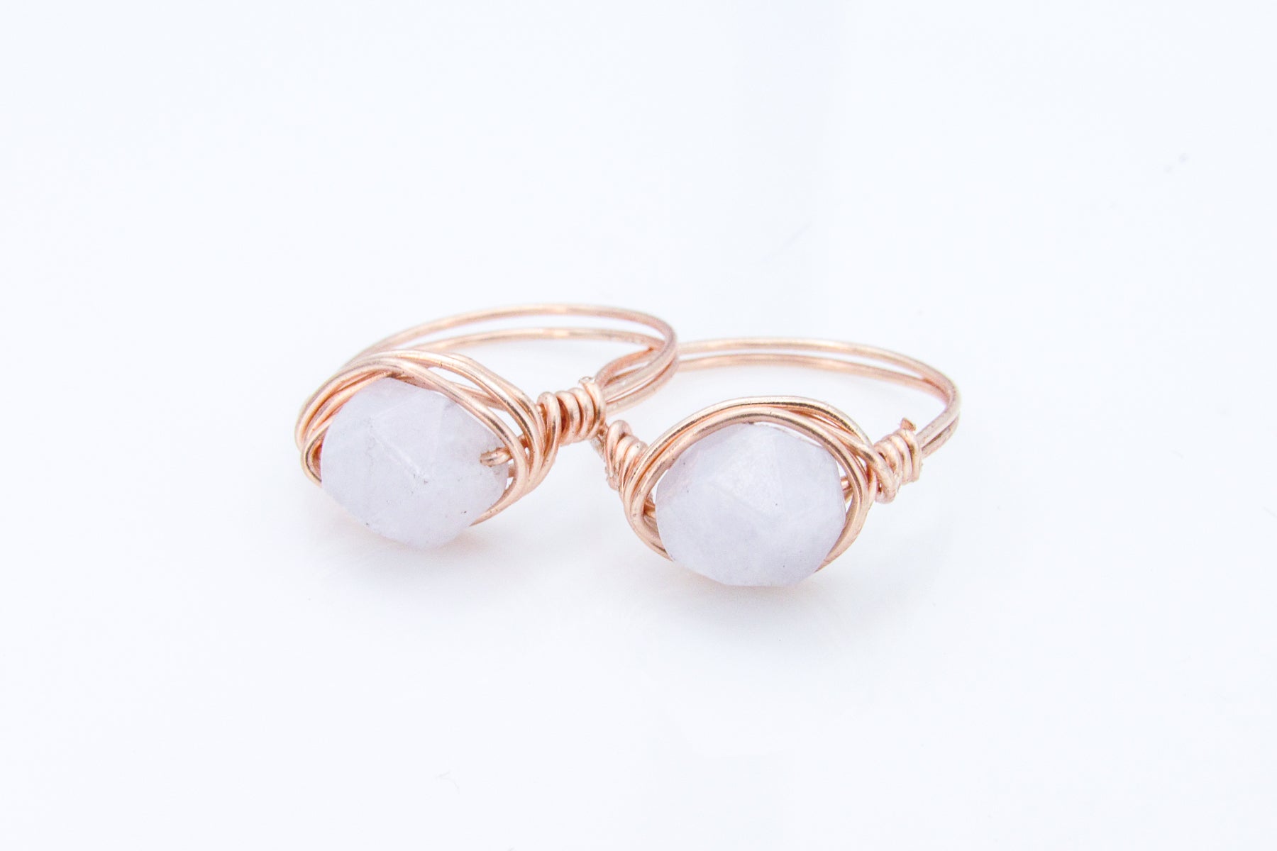 Aquamarine Faceted Bead Rose Gold Wire-Wrapped Ring Ring Oh, Heart!