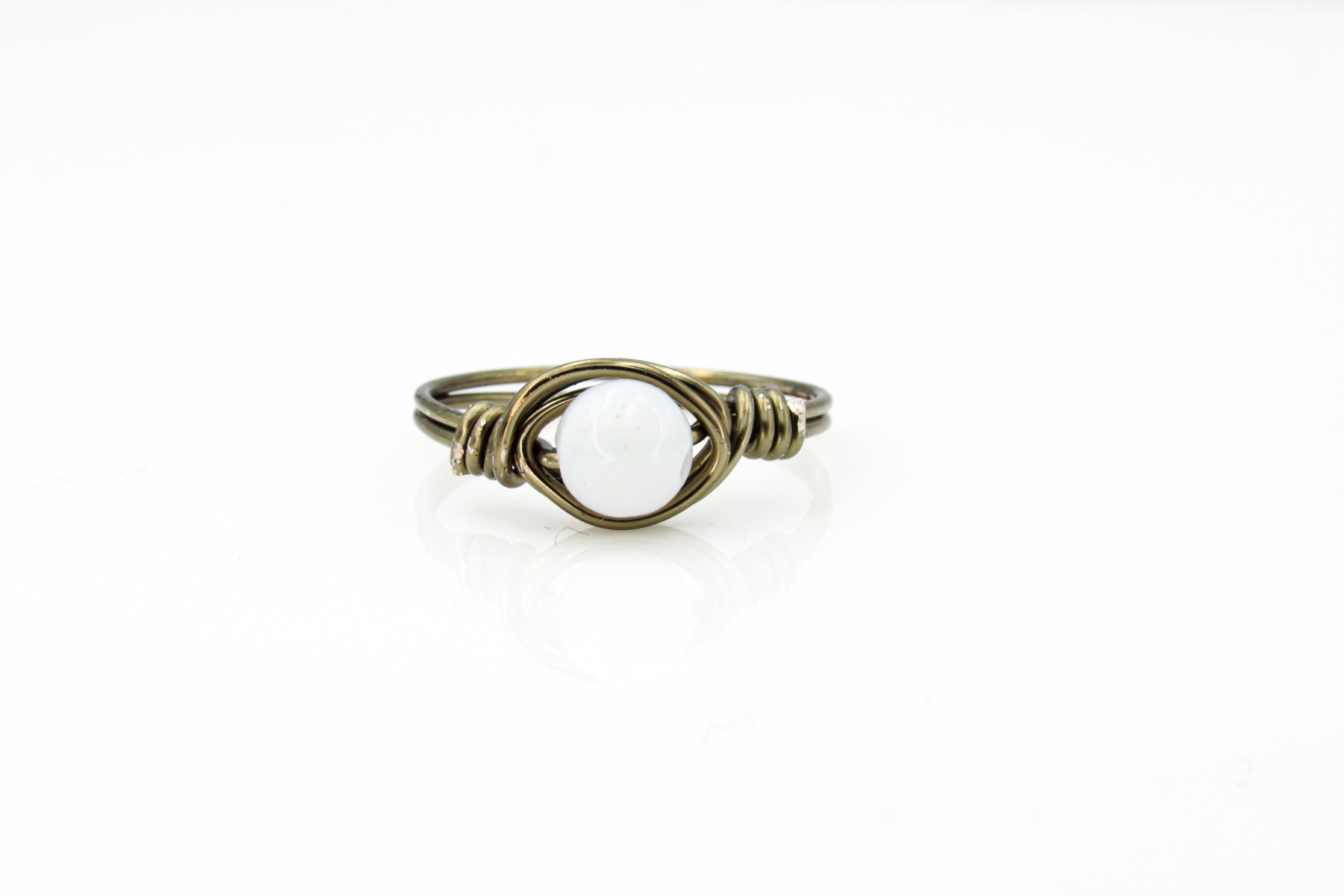 Moonstone Hematite Wire-Wrapped Ring Ring Oh, Heart!