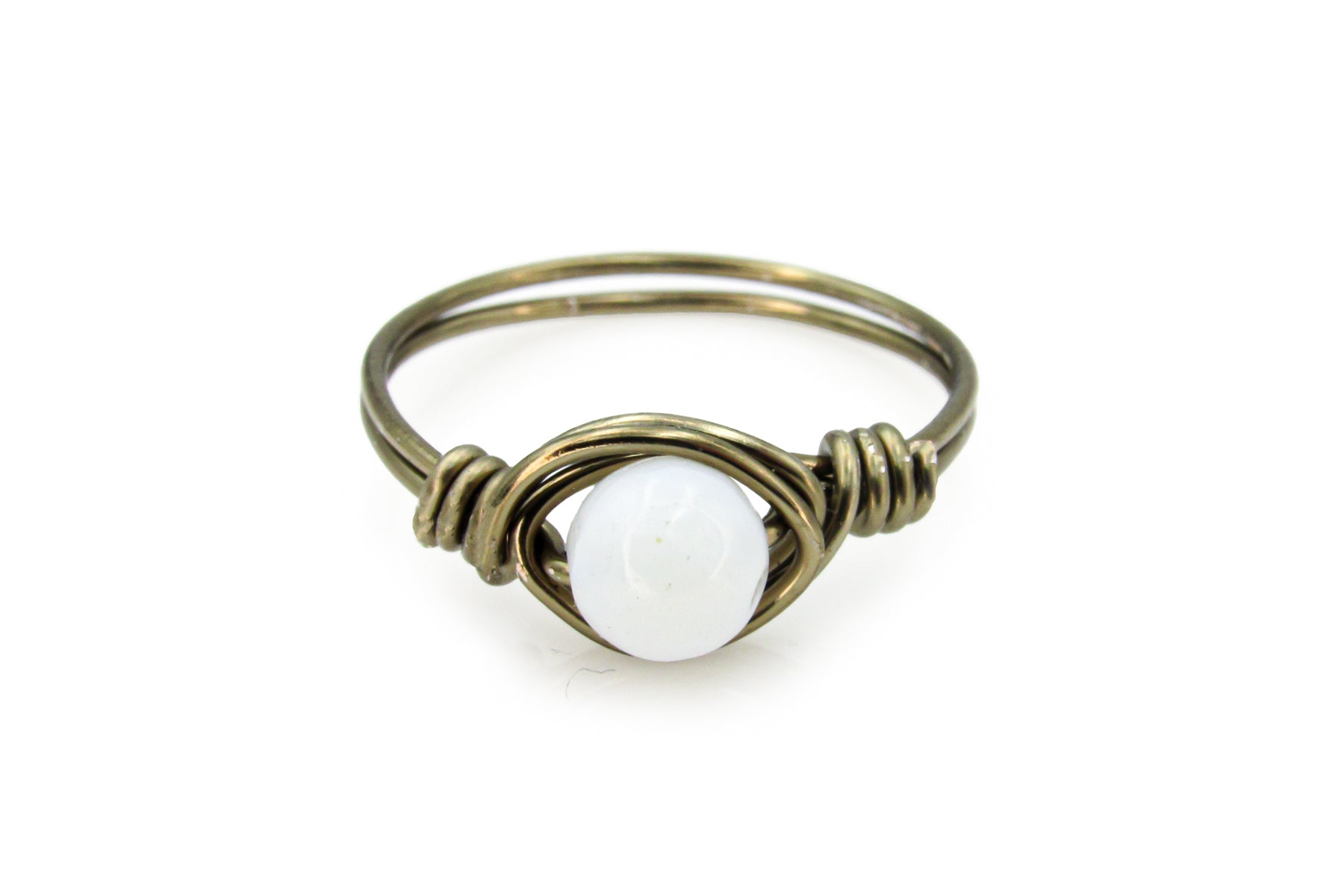 Moonstone Hematite Wire-Wrapped Ring Ring Oh, Heart!