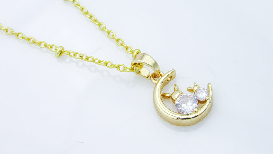 Mother and Child Rabbit Charm Necklace With CZ Crystal Oh, Heart!