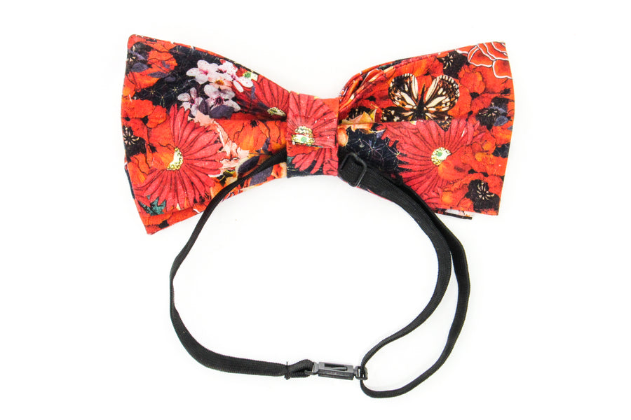 Orange Floral and Butterfly Pattern Sailor Bow Tie Bow Tie Oh, Heart!