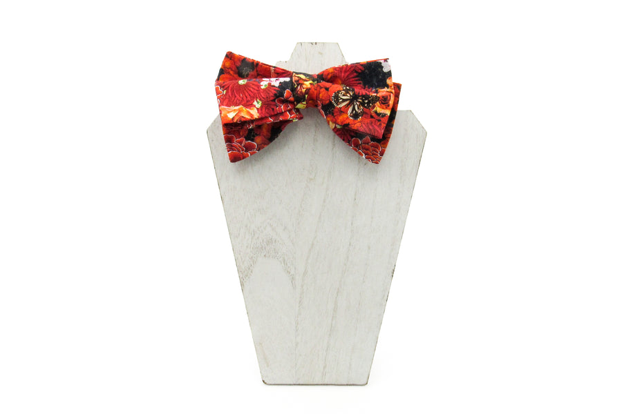 Orange Floral and Butterfly Pattern Sailor Bow Tie Bow Tie Oh, Heart!