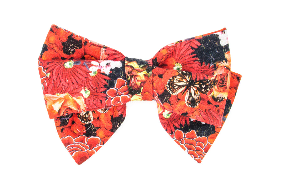 Orange Floral and Butterfly Pattern Sailor Bow Tie Bow Tie Oh, Heart!