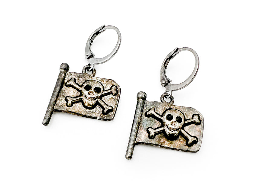 Pirate Flag With Rhinestones Earrings Earrings Oh, Heart!