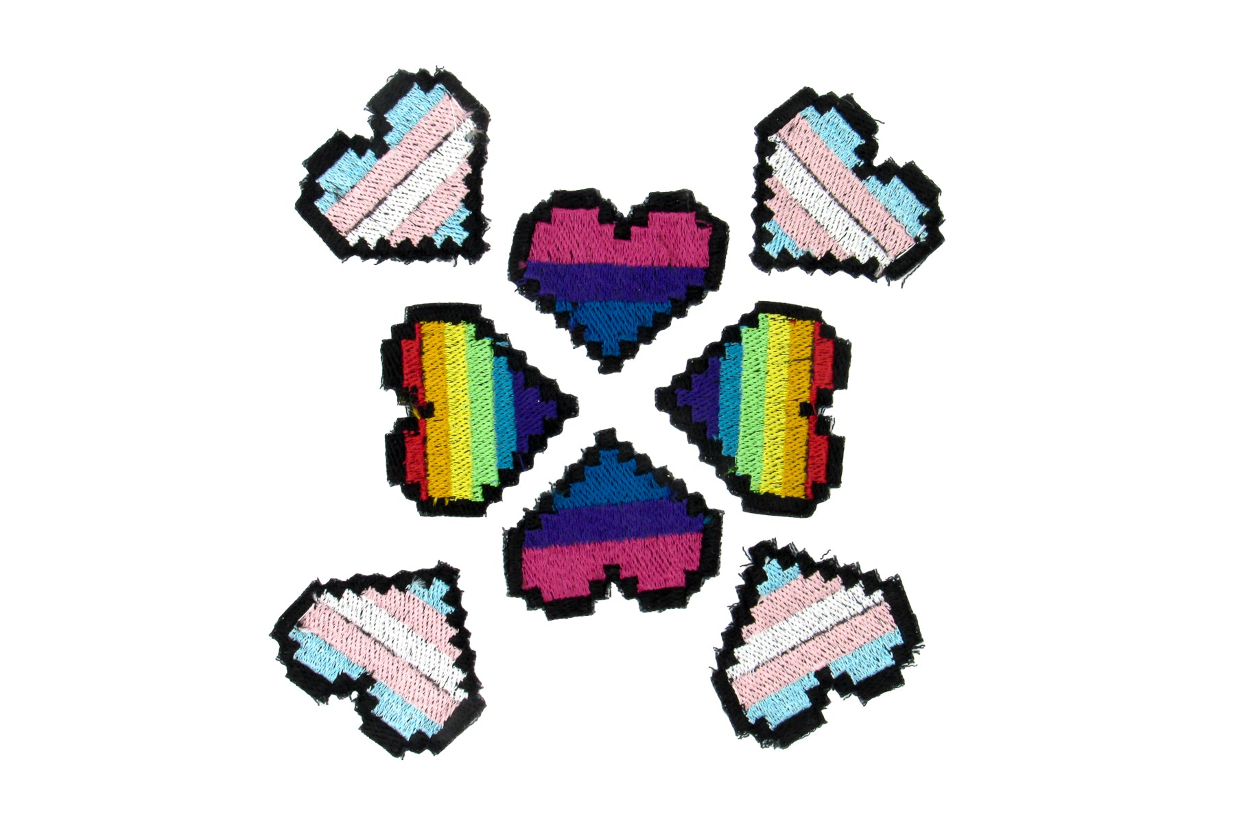 Pride Pixel Heart Embroidered Iron On Patch Embroidered Patch Oh, Heart!