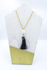Cracked Quartz Pendant with Tassel Rope Chain Necklace Necklaces Oh, Heart!