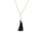 Cracked Quartz Pendant with Tassel Rope Chain Necklace Necklaces Oh, Heart!
