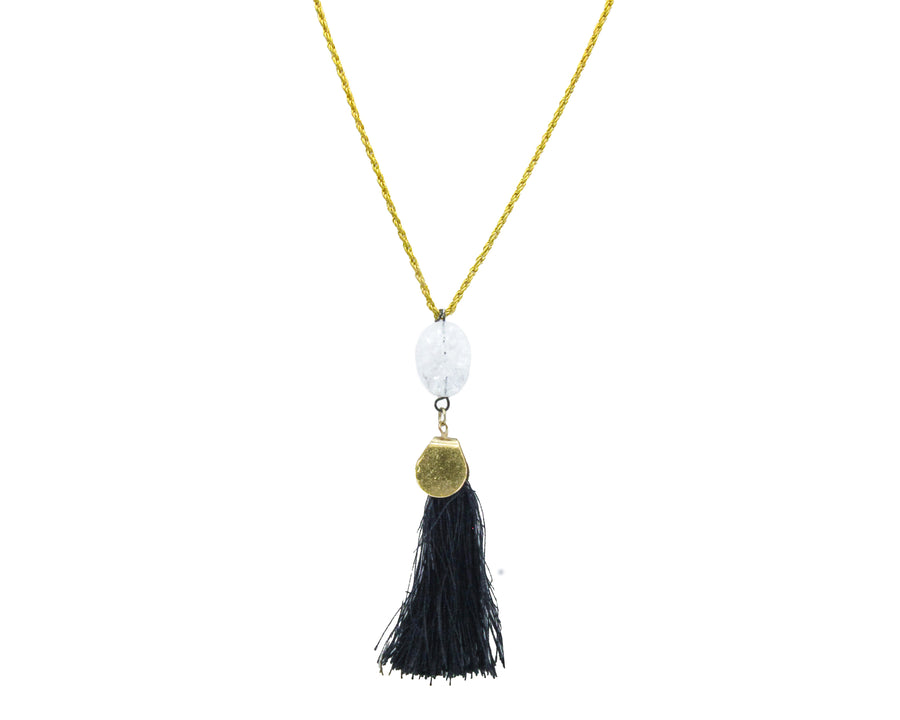 Cracked Quartz Pendant with Tassel Rope Chain Necklace Necklaces Oh, Heart!