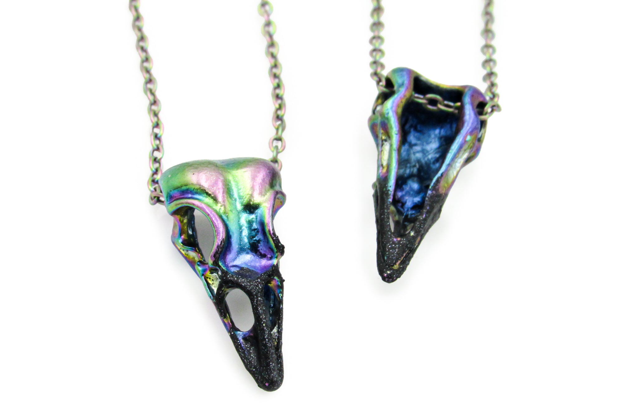 Iridescent Rainbow Raven Skull Goth Necklace Necklaces Oh, Heart!