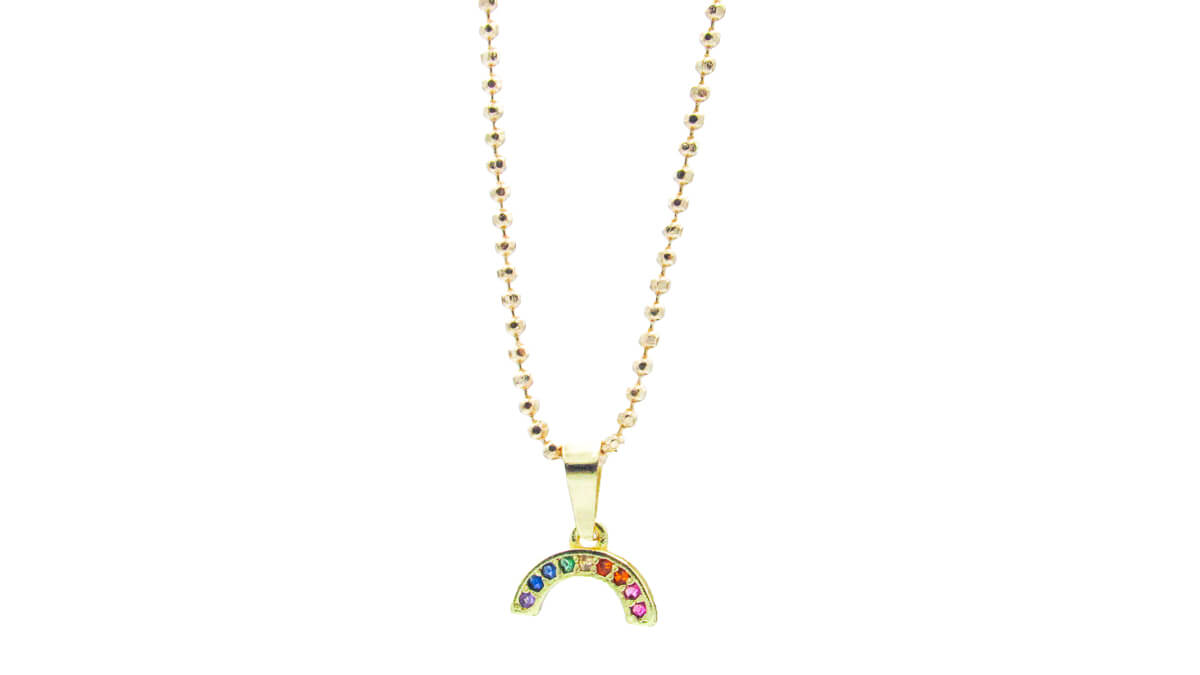 Dainty Rainbow Charm Necklace with Rhinestones Necklaces Oh, Heart!