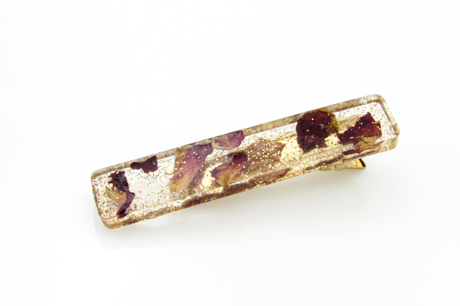 Rose Petals and Rose Gold Glitter Acrylic Resin Barrettes Barrettes Oh, Heart!