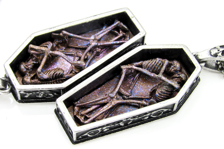 Hugging Skeletons In A Coffin Pendant Necklace Necklaces Oh, Heart!