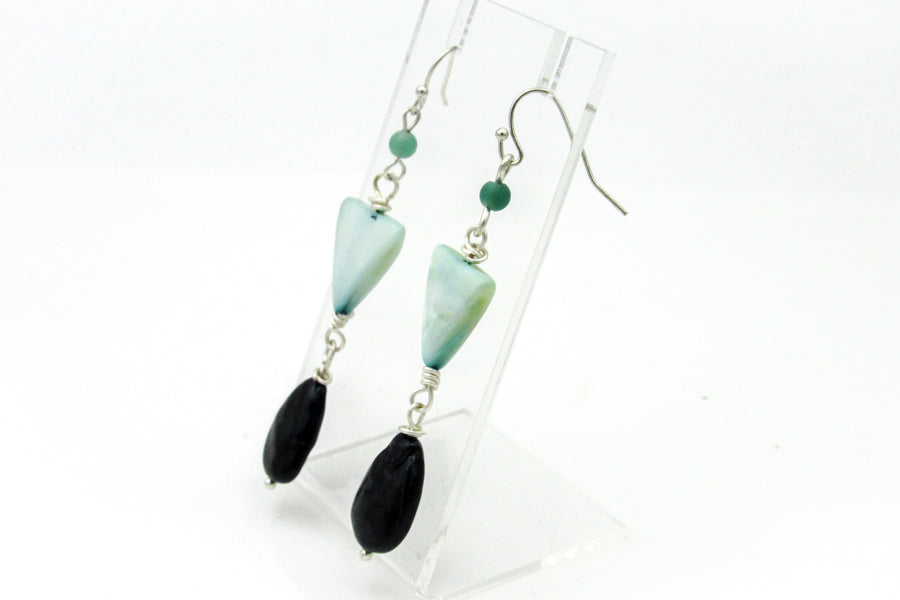 Geometric Shell and Pearl Statement Dangle Earrings Earrings Oh, Heart!
