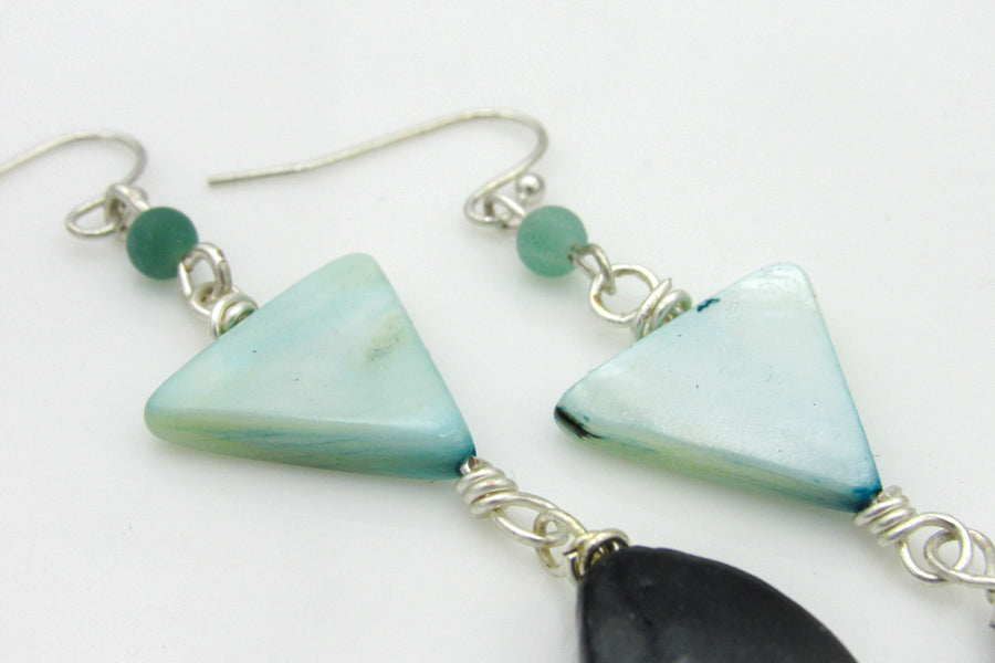 Geometric Shell and Pearl Statement Dangle Earrings Earrings Oh, Heart!
