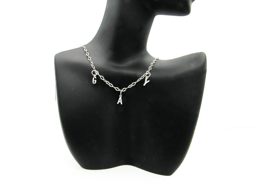 Dainty Sterling Silver Necklace With "GAY" Letter Charms Necklaces Oh, Heart!