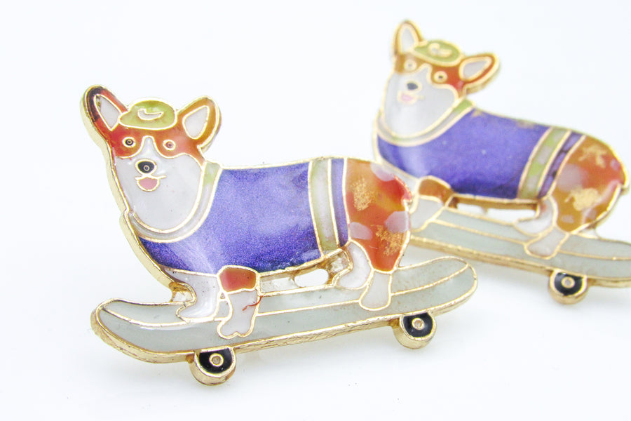 Skater Corgi Enamel Pin Pin Oh, Heart!