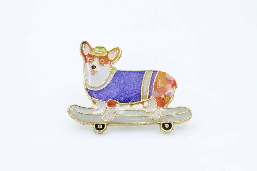 Skater Corgi Enamel Pin Pin Oh, Heart!